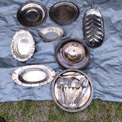 Collection Of Nice Silver plate Items   Needs Polishing