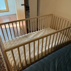 IKEA Sniglar Crib With Mattress, Sheets And Mattress Protector