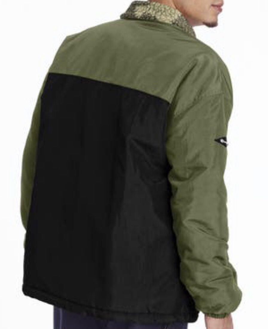 Champion Stadium Anorak Sherpa Fleece Jacket Olive Camo Mens Size XL