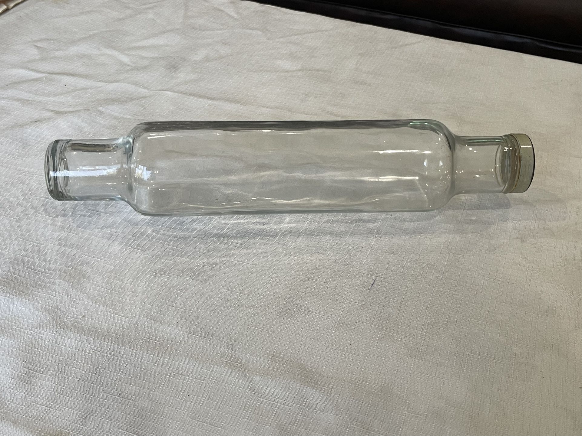 Vintage CLEAR GLASS ROLLING PIN Roll Rite Screw on Top 14"
