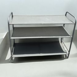 3 tier metal & canvas shoe rack storage. 
