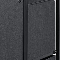 2 Drawer Mobile File Cabinet, Rolling Printer Stand, Fabric Vertical Filing Cabinet fits A4 or Letter Size for Home Office, Black