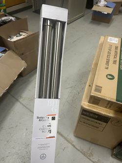 BRAND NEW - 1” Better Homes & Gardens Plated Brushed Nickel Cap Adjustable Single Curtain Rod Set - 42"-120"