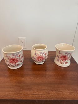 Johnson Bros Rose Chintz Pink England 1883 Floral Vessels Set of 3 Vintage