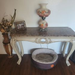 Antique Table, With Granet Top.