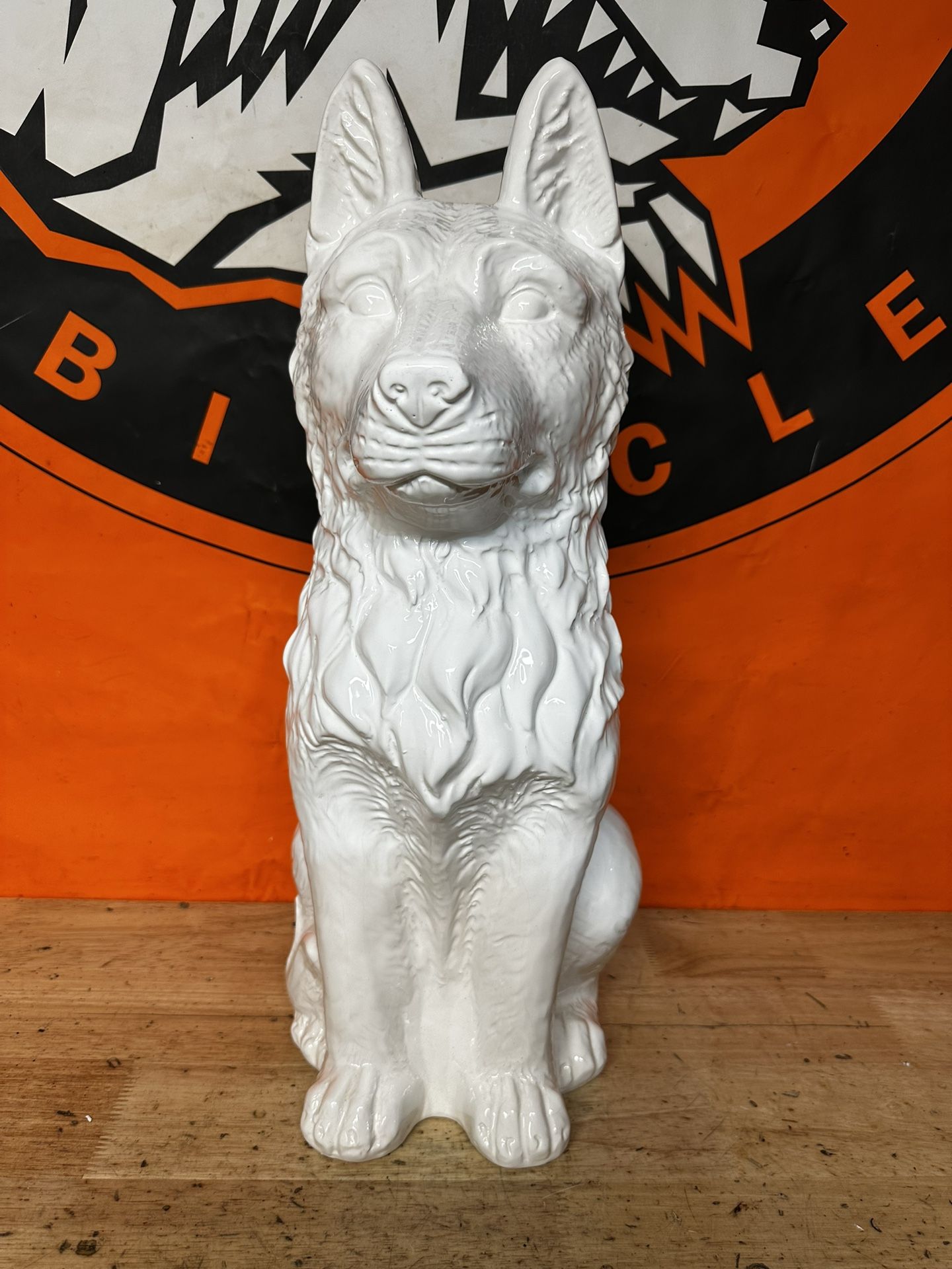 Large Vintage German Shepherd Statue White 19”