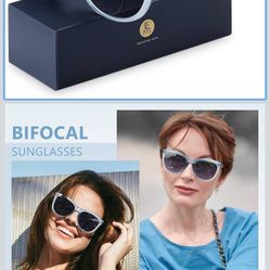 EASY READ Bifocal Reading Sunglasses for Women，Fashion Sun Readers UV400 Protection(Magnification 1.50,Blue)