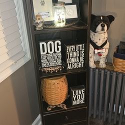 Black Wooden Country Rustic Primitive Stand With Shelf And Drawer 