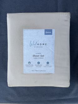 Queen Sheet Set Cotton Blend Soft Bedding Welhome NEW