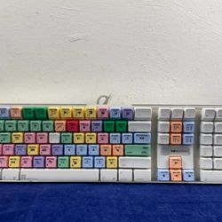 Apple Mac White USB Wired Keyboard Mouse A1048 M5769 w/ LogicKeyboard Keycaps
