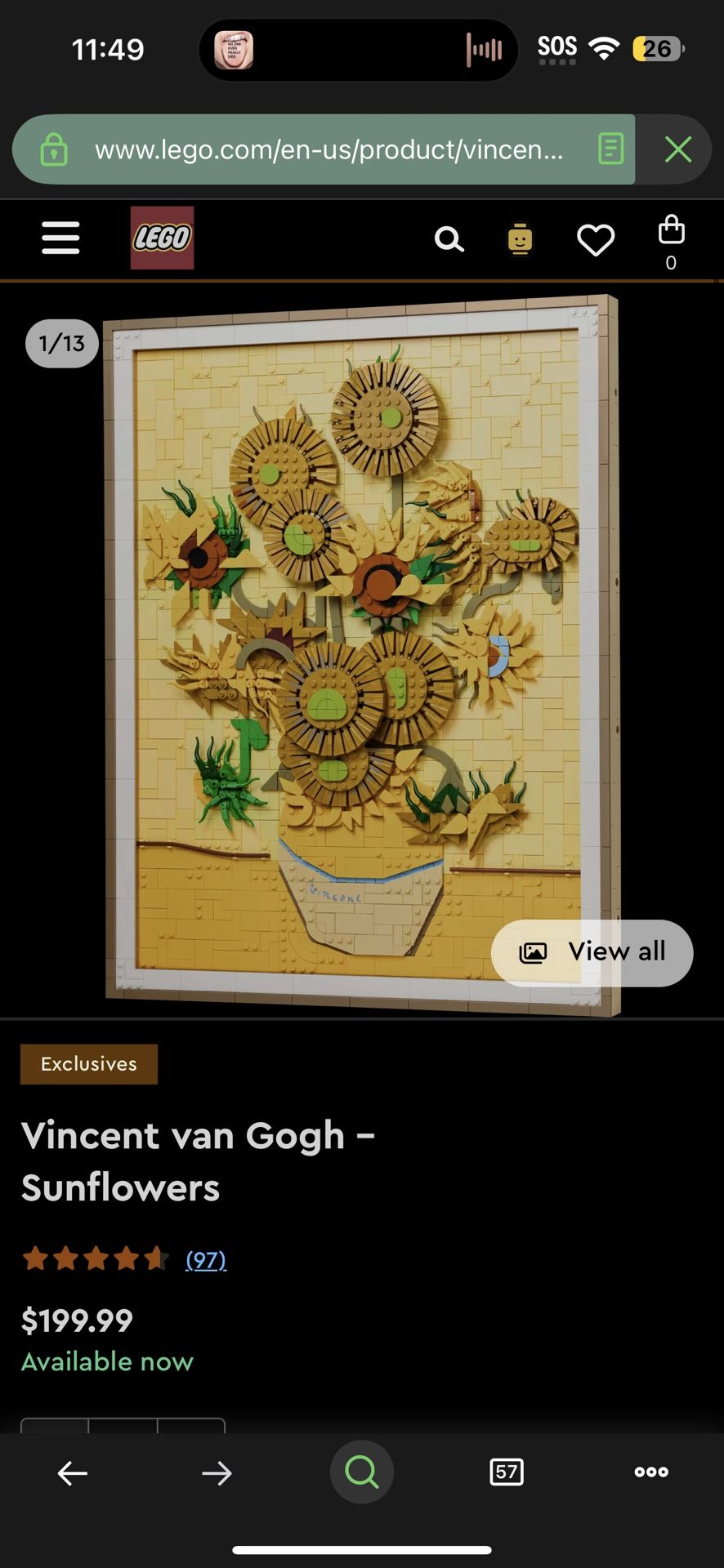 Lego Vincent van Gogh – Sunflowers