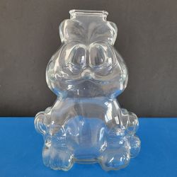 Vintage Garfield Clear Glass Coin Bank 