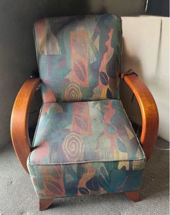 Mid Century Style Lounge Chair and. Ottoman Solid Wood Frame