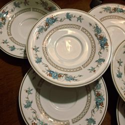 Noritake Bleufleur Saucers Versatone Oven To Table Set Of 7 Vintage 1(contact info removed)