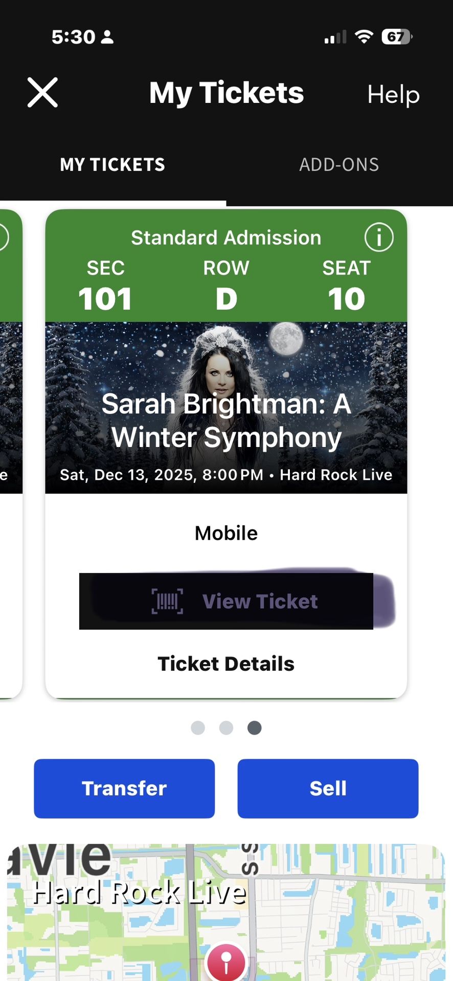 Sarah Brightman Row D 3 Tickets Together