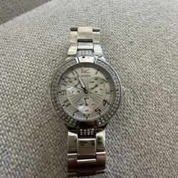Guess Silver Watch with Crystals 