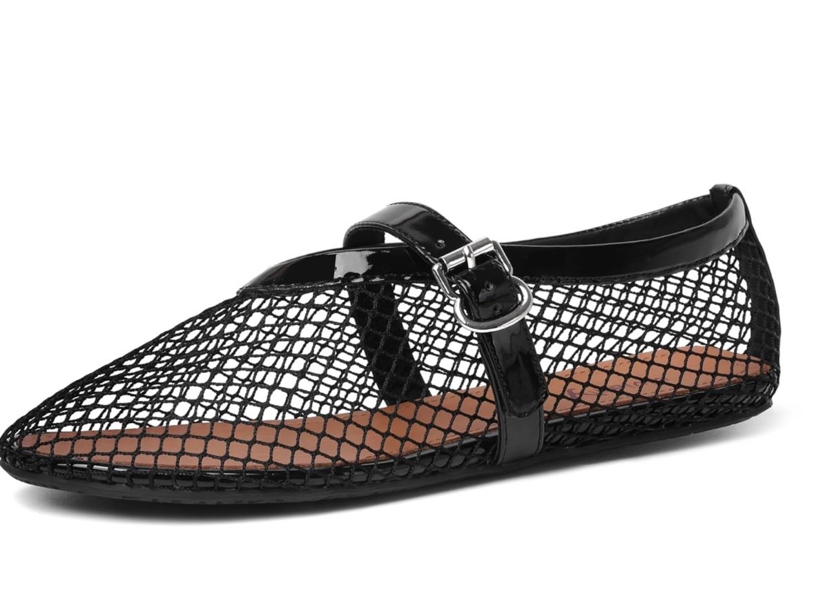 Mesh Ballet Flats Shoes for Women Flats Comfortable Dressy Round Toe Mesh Flats Fishnet Mary Jane Flats for Events Party Leisure