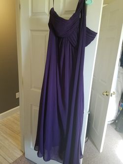 Plum purple off the shoulder gown