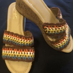 Womens Crochet Cork Wedge Sandal, Size 7