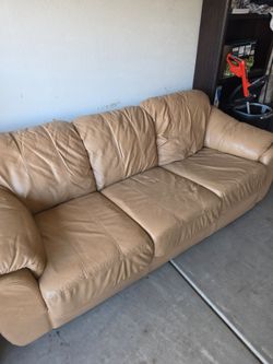 Brown leather couch