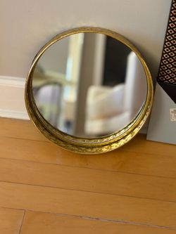 Gold Hammered Mirror Tray