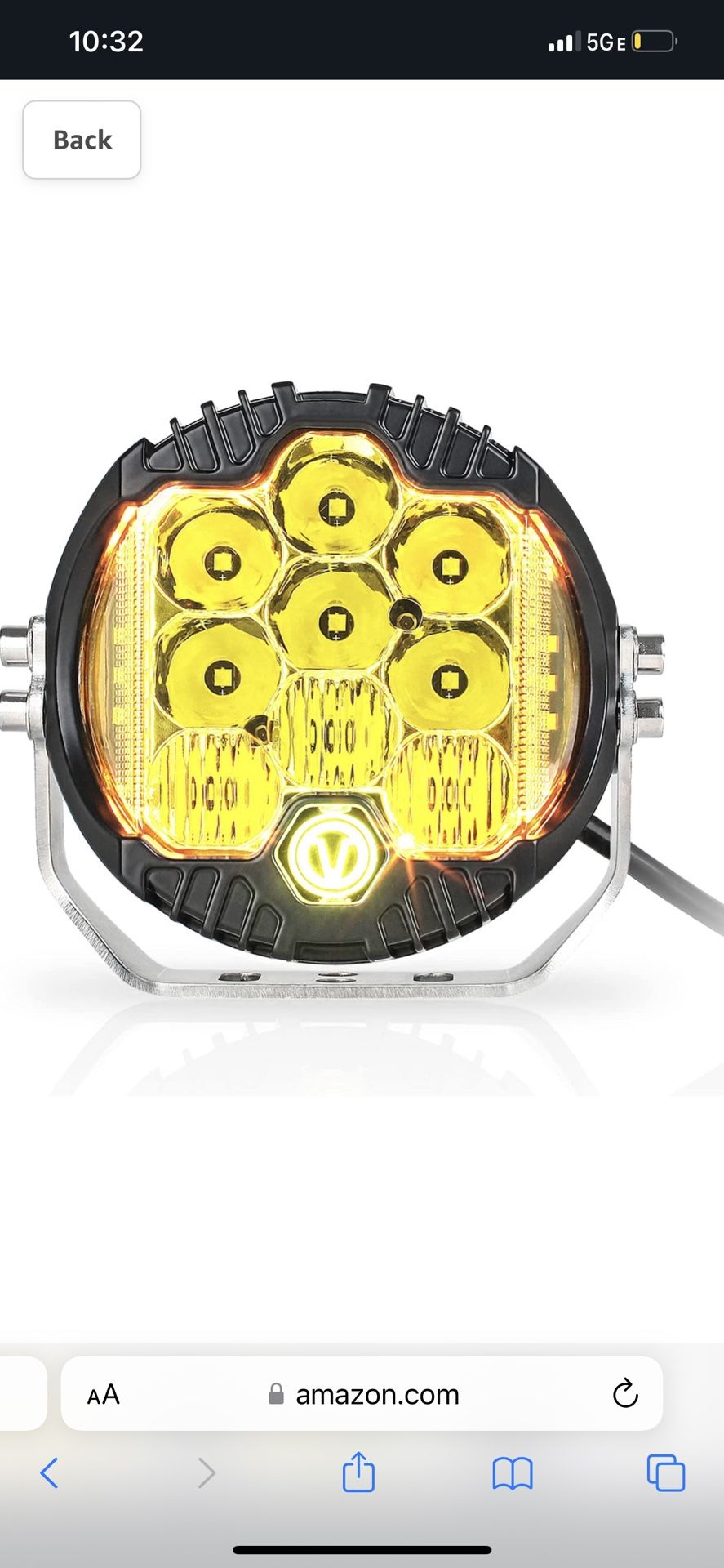 5 Inch 50W Amber Yellow LED Driving Light