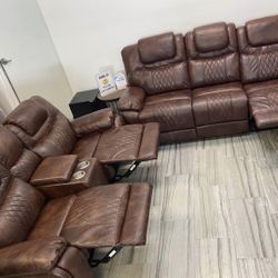 Santiago Two-Piece Reclining Sofa Loveseat $1099