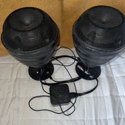 SoundTube Entertainment RS80 speakers. These are high-power, omnidirectional pendant speakers typically used in commercial audio installations for lar