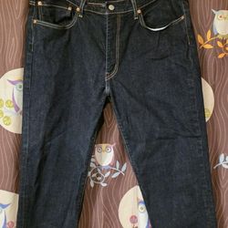 Levi's Premium 514 Straight Fit Jeans W38 L30 Dark Wash Big E Denim