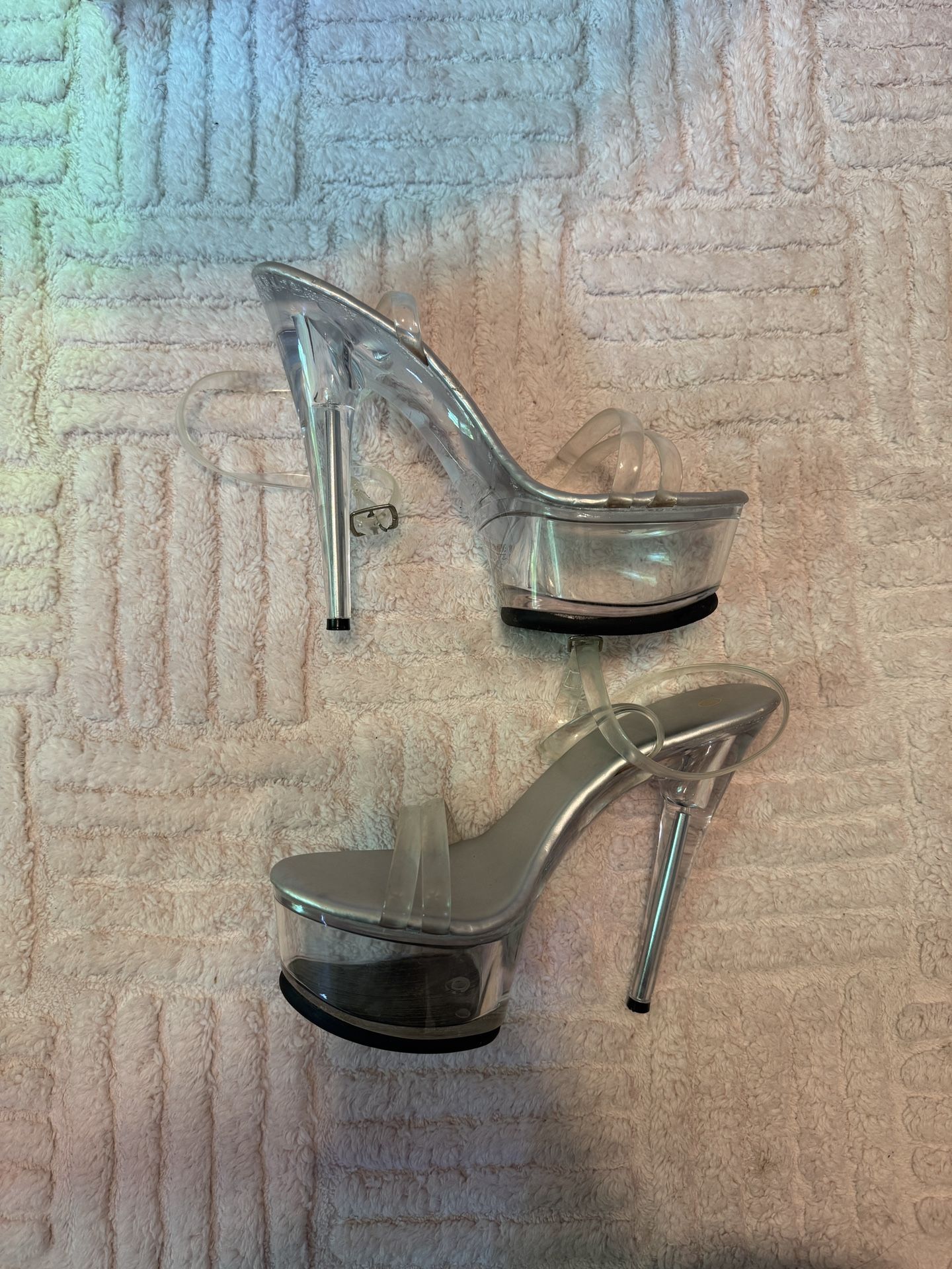 Size 38) Platform Acrylic Transparent Stripper Exotic Dancer High Heels