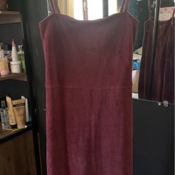 Maroon/Mauve Velvet Zip Up Dress