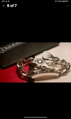 Chrome CH Hearts Gothic Cross Bracelet biker 2000 Jewelery cuban link Mens 21mm 925