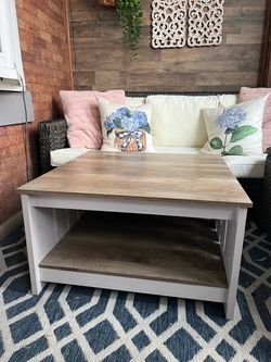 Farmhouse Coffee Table with Lower Shelf