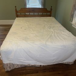Queen Wooden Bed Frame with Mattress