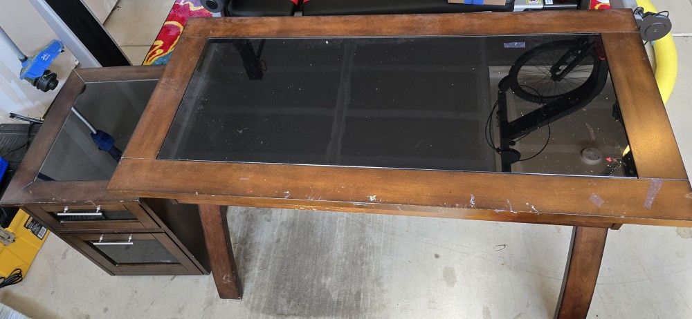 FREE - Solid Wood Desk & File Cabinet