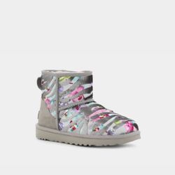 UGG Classic Mini Tiger Flower Sequins Grey Women’s Boots/Sz:7/NWT