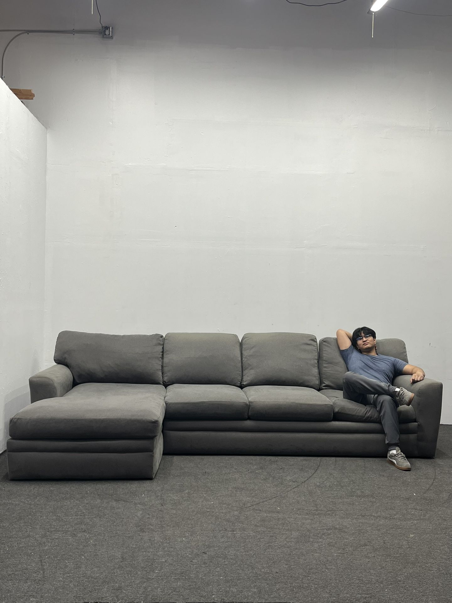 Living Spaces 2-piece Gray Sectional Couch - We Can Deliver And Setup