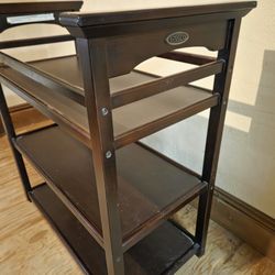 Dark Wood Baby Changing Station with Storage Shelves