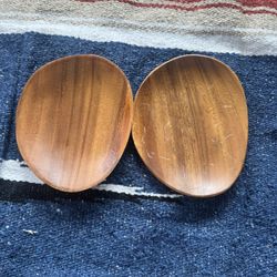 Mid Century Shallow Wooden Bowl