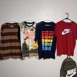LOT OF 4 Nike SB VINTAGE GRAPHIC STRIPED Large Long Sleeve Shirt Loose Fit RARE