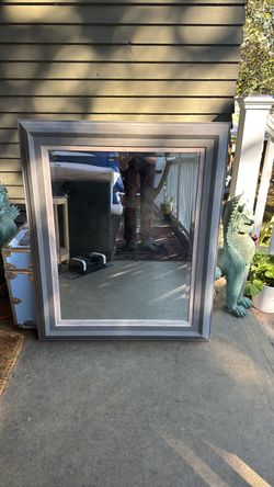 Large Wall Mirror with Silver Frame