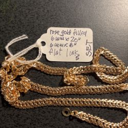 Ladies 6mm Rose Gold, Flat Link Set