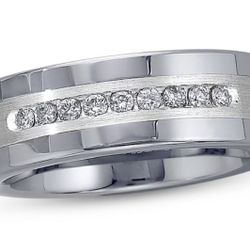 Men's Diamond Wedding Band 1/4 ct tw Round-cut Tungsten Carbide/Sterling Silver, 8mm - Multiple Sizes Available

9 and 8