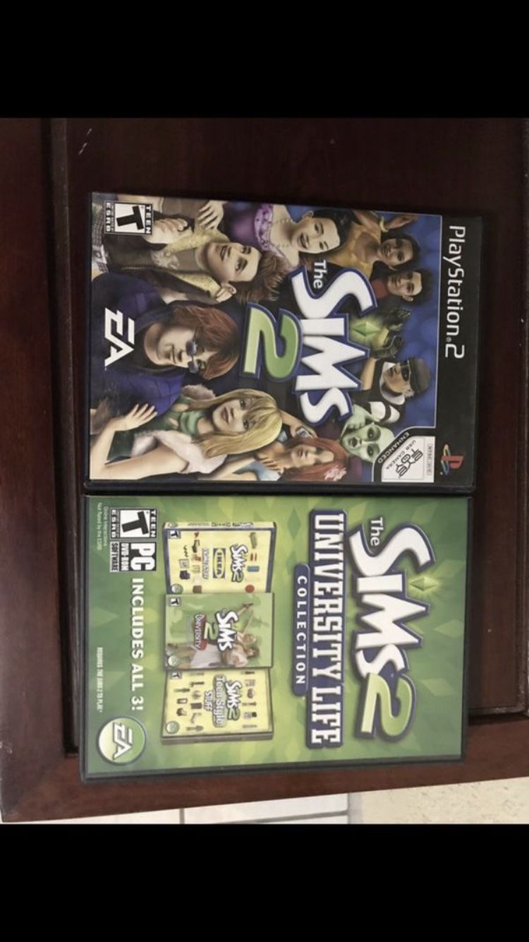 Sims 2 and Sims 2 University life for PS2 / PlayStation 2