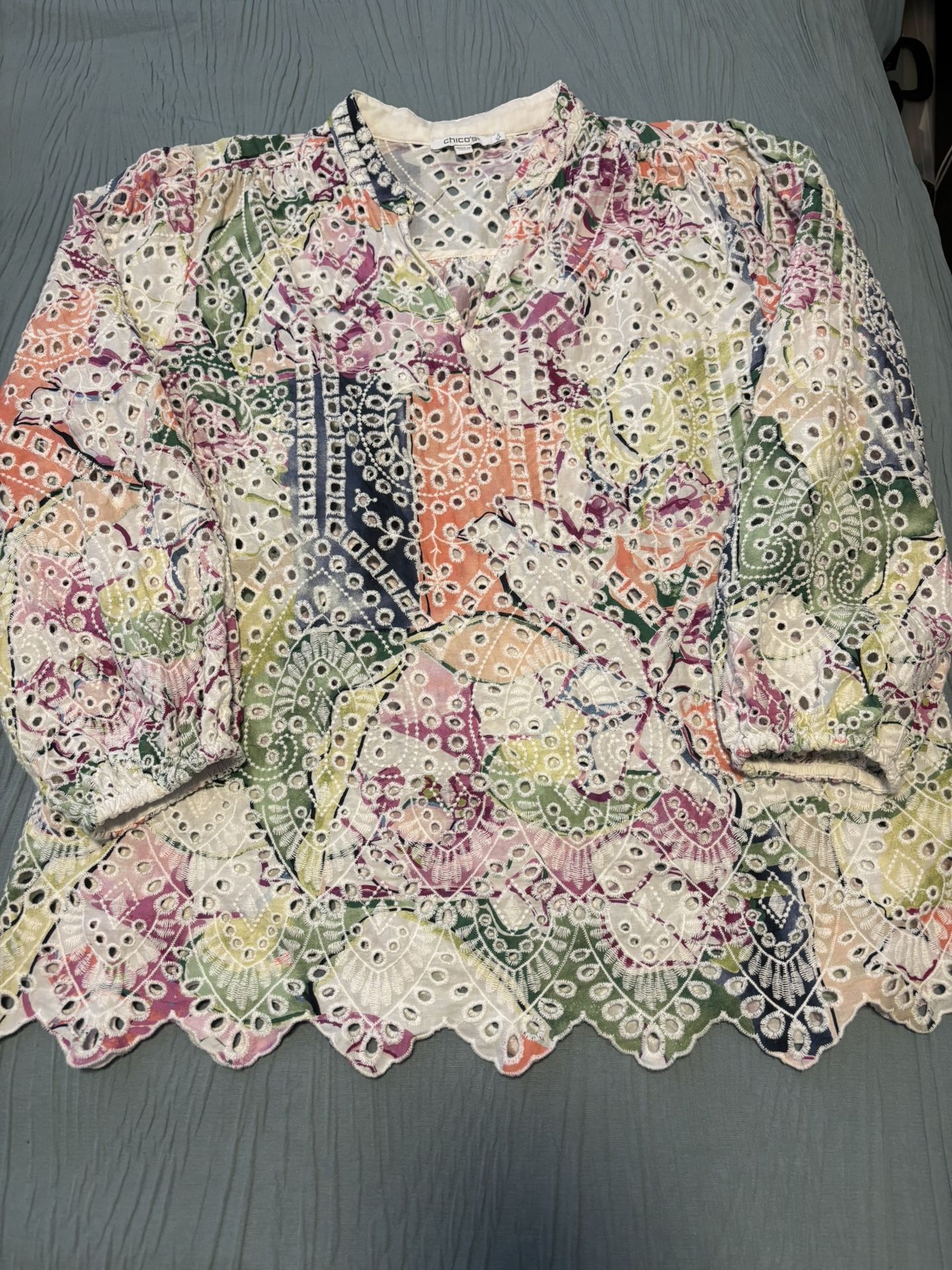 Chico’s Colorful Blouse Size 12