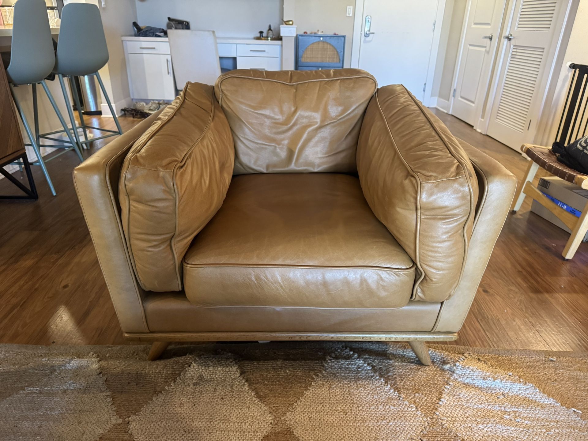 ARTICLE (OBO)- Timber 41" Leather Lounge Chair - Charme Tan