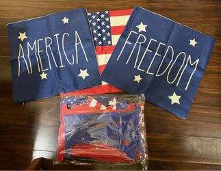 New patriotic USA yard decorations and pillow covers