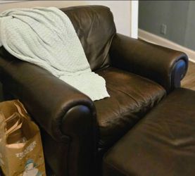 Leather  loveseat and chair