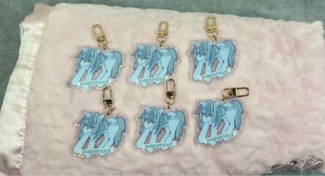 Blue pony keychains