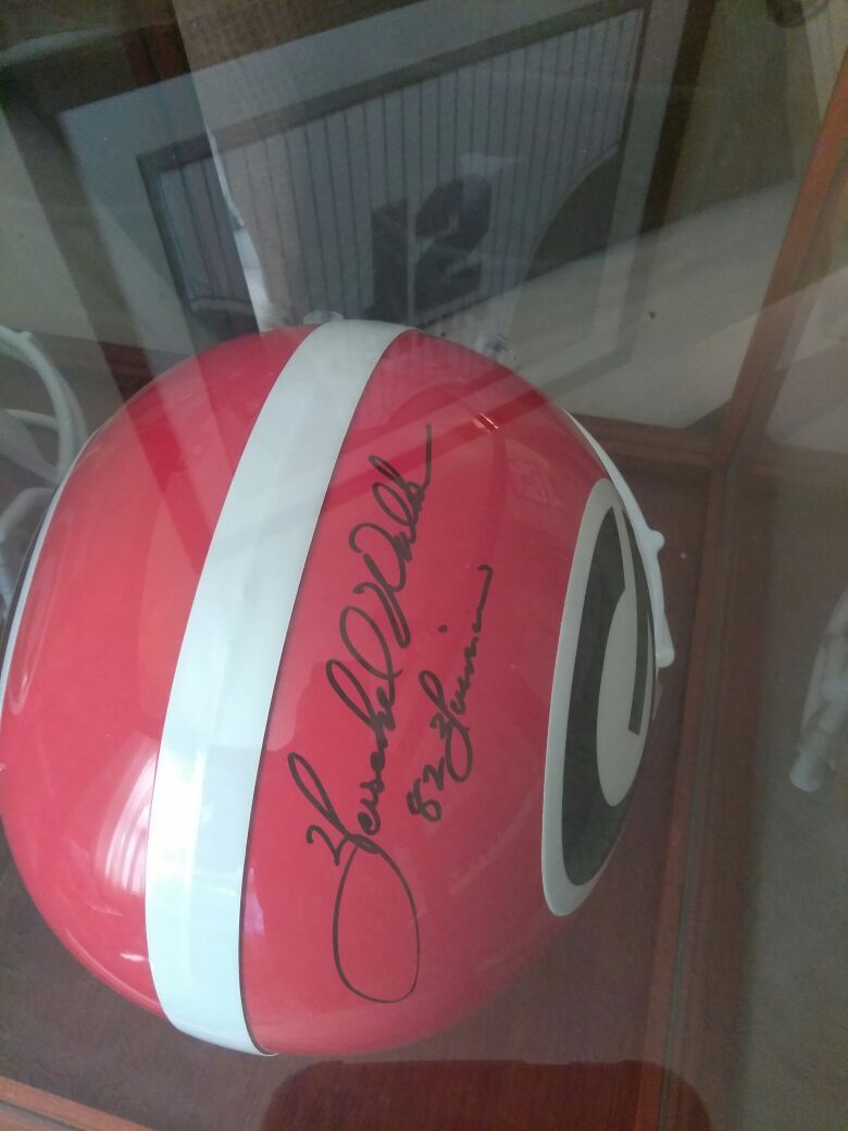 Herschel Walker authentic signed helmet in mirrored case with JSA certificate of authenticity
